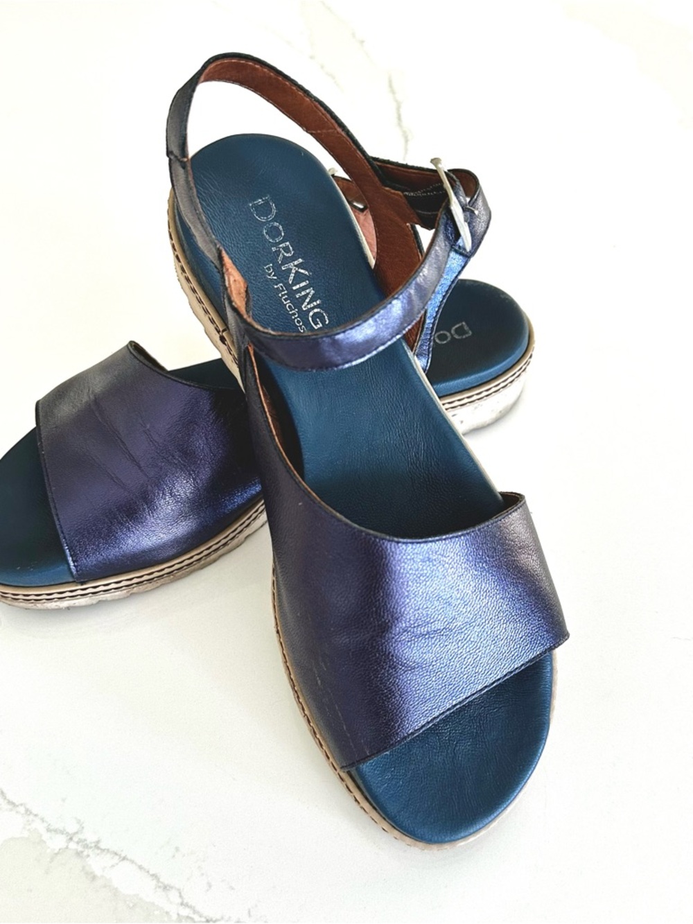 Dorking By Fluchos Sandals Metallic Navy Size 41